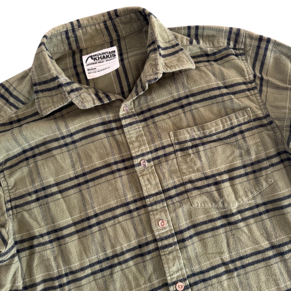 Mountain Khakis Medium Olive Green Plaid Flannel Button Down Men's Shirt